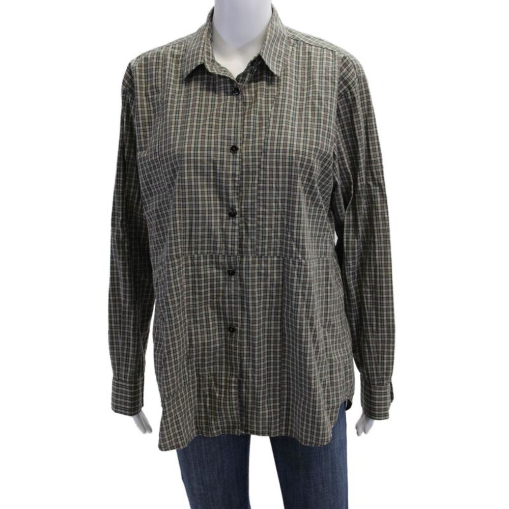 Kimberly Taylor Mens Collared Plaid Button-Up Long Sleeve Beige Size M